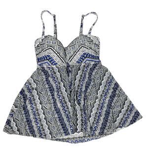 Profile by Gottex Ixtapa Flyaway Bandeau Tankini in Blue/Black Multi 6